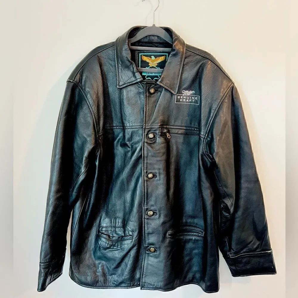 GENUINE LEATHER JACKET MILLER GENUINE DRAFT SIZE XL